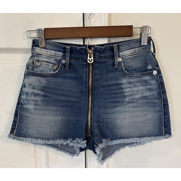 True Religion Ava High‎ Rise Cut Off Denim Shorts Women's Sz 24 - Picture 1 of 8